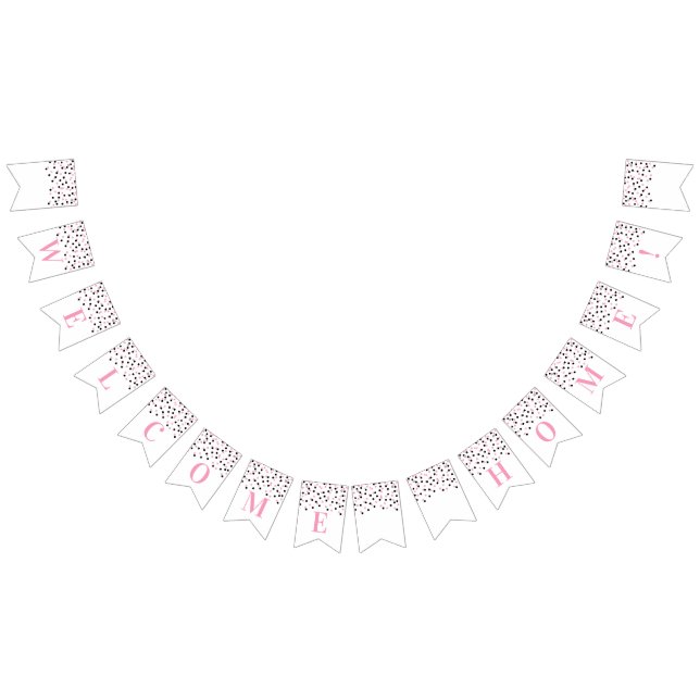 Welcome Zuhause Banner Pink Black Confetti (Alle)