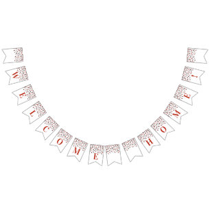 Welcome Zuhause Banner Red Black Confetti