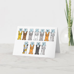 Welcome Zuhause Cartoon Cats Karte