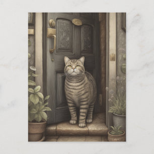 Welcome Zuhause Cat Postcard Postkarte