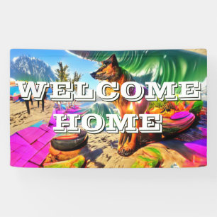 Welcome Zuhause custom German Shepherd Dog Banner