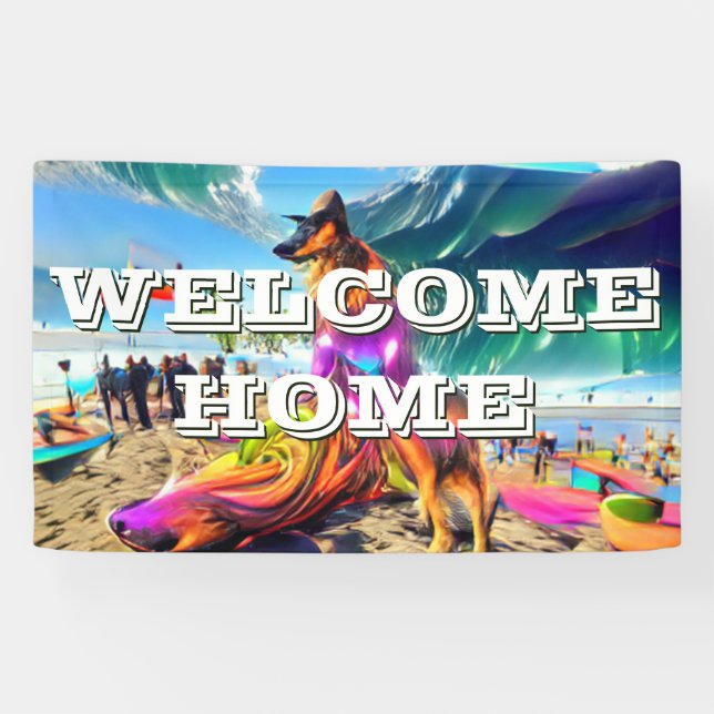 Welcome Zuhause custom German Shepherd Dog Banner (Horizontal)