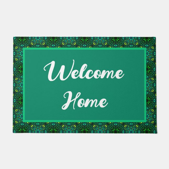 Welcome Zuhause Emerald Green Pattern Fußmatte (Vorderseite)