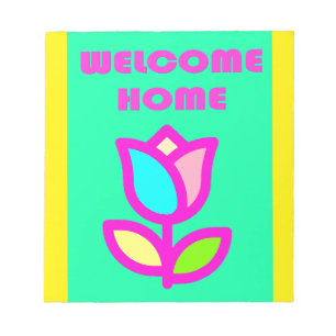 WELCOME ZUHAUSE EXTRA BRIGHT BLUME DESIGN NOTIZBLOCK