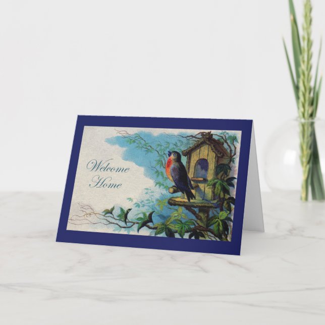 Welcome Zuhause Greeting Card, Robin Bird Karte (Vorderseite)
