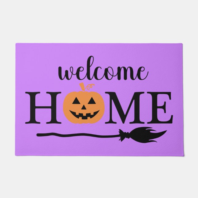 Welcome Zuhause Jack O'Lantern Halloween Broom Hex Fußmatte (Vorderseite)