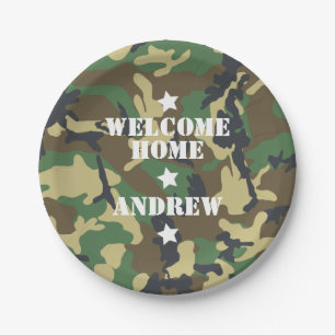 Welcome Zuhause Military Army Stationierung Camouf Pappteller