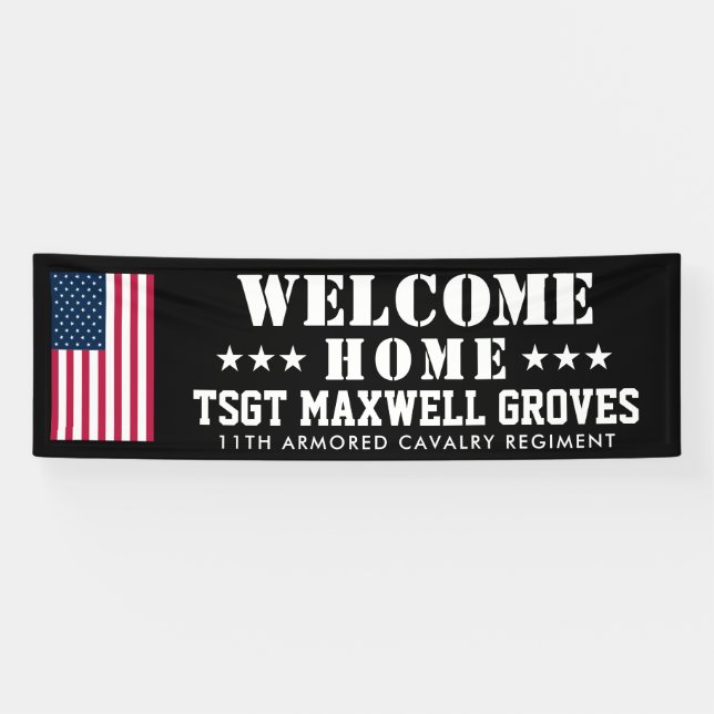 Welcome Zuhause Military Banner mit US-Flagge (Horizontal)