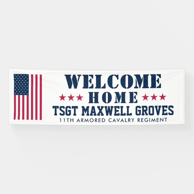 Welcome Zuhause Military Banner mit US-Flagge (Horizontal)
