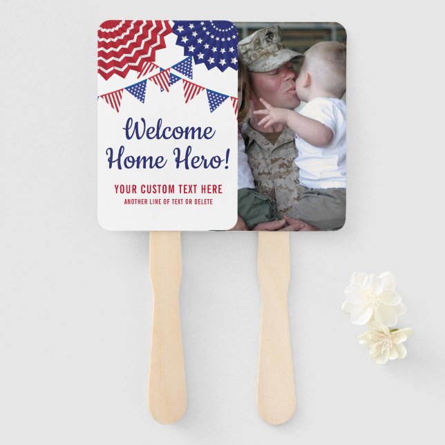 Welcome Zuhause Military Custom Foto American Flag Fächer (Vorne und Hinten)