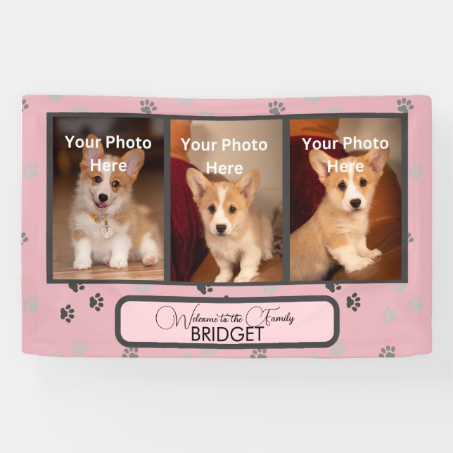 Welcome Zuhause New Puppy, Welpendusche Banner (Horizontal)