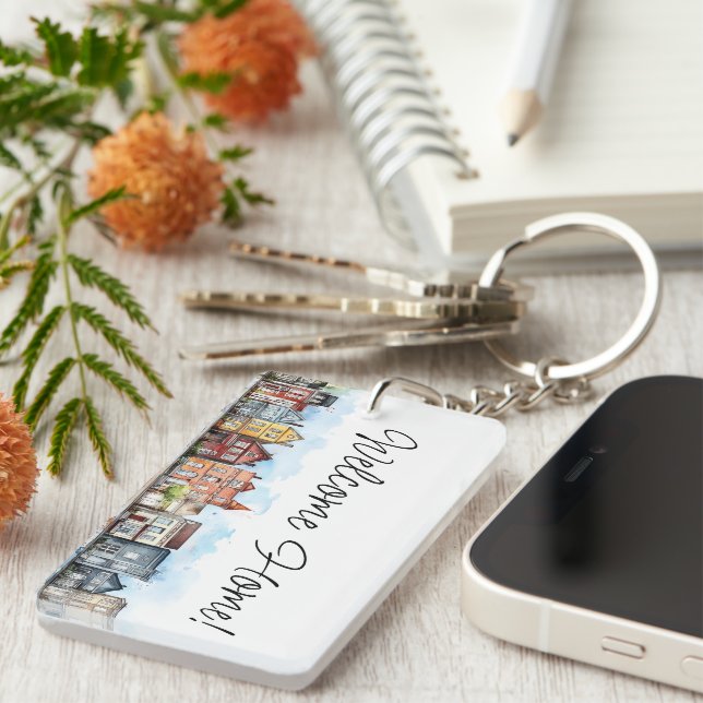 Welcome Zuhause Real Anwesen Agent Geschenk Schlüsselanhänger (Vorderseite rechts)