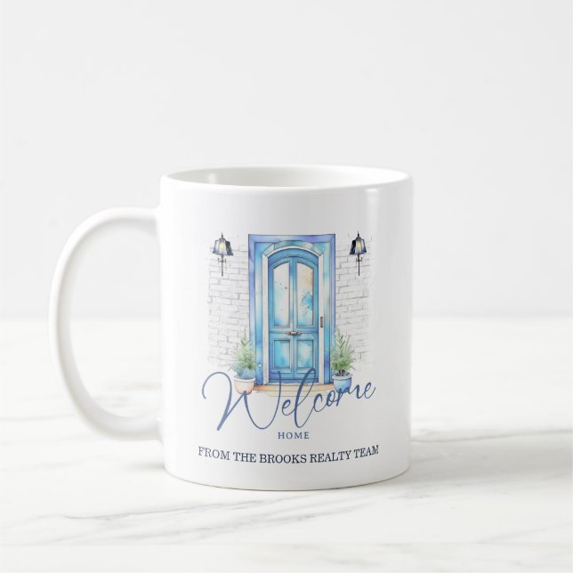 "Welcome Zuhause" Real Anwesen Client Geschenk Kaffeetasse (Links)