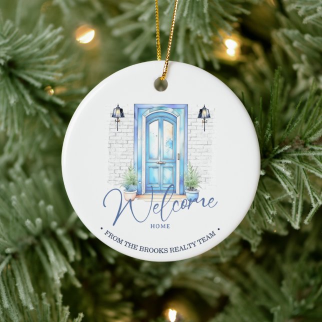"Welcome Zuhause" Real Anwesen Client Weihnachten Keramik Ornament (Baum)