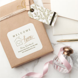 Welcome Zuhause Real Anwesen Minimalistisch Chic E Quadratischer Aufkleber