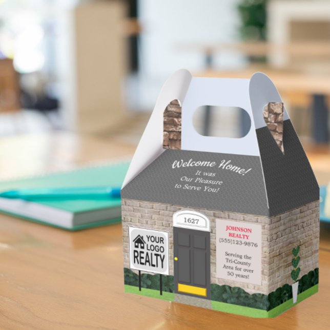Welcome Zuhause Realtor Logo White Brick House Lar Geschenkschachtel (Von Creator hochgeladen)