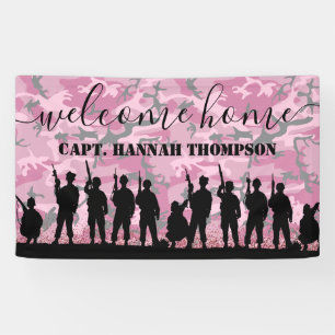 Welcome Zuhause Soldier Militärische Rosa Girly Banner