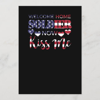 Welcome Zuhause Soldier Now Kiss Me USA Flag Einladung