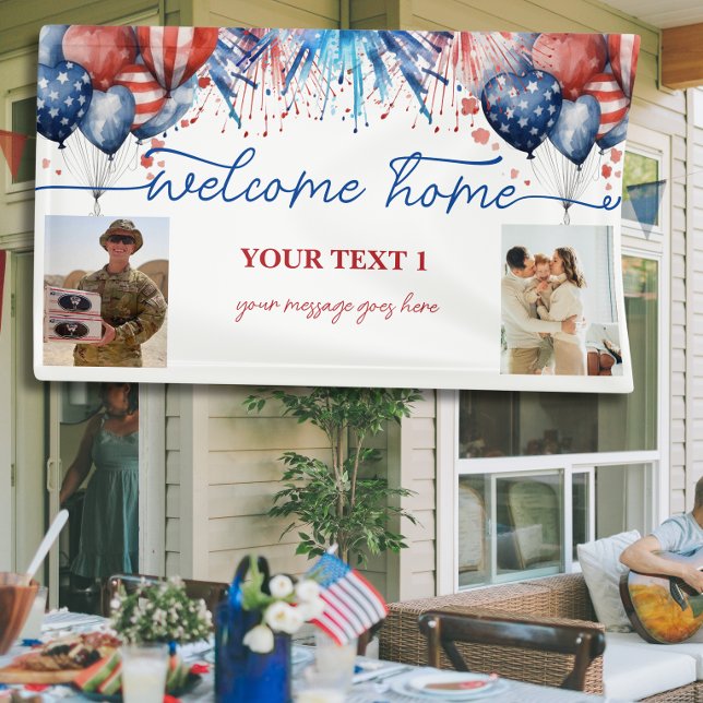 Welcome Zuhause Soldier Patriotic 2 Fotos Custom B Banner (Von Creator hochgeladen)
