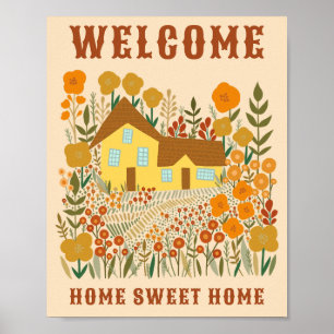 WELCOME ZUHAUSE SWEET ZUHAUSE Farmhouse Blume CUST Poster