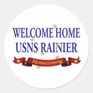 Welcome Zuhause USNS Rainier Runder Aufkleber