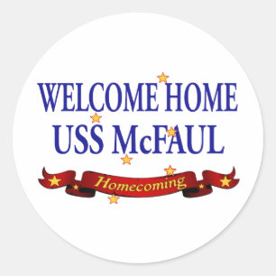 Welcome Zuhause USS McFaul Runder Aufkleber