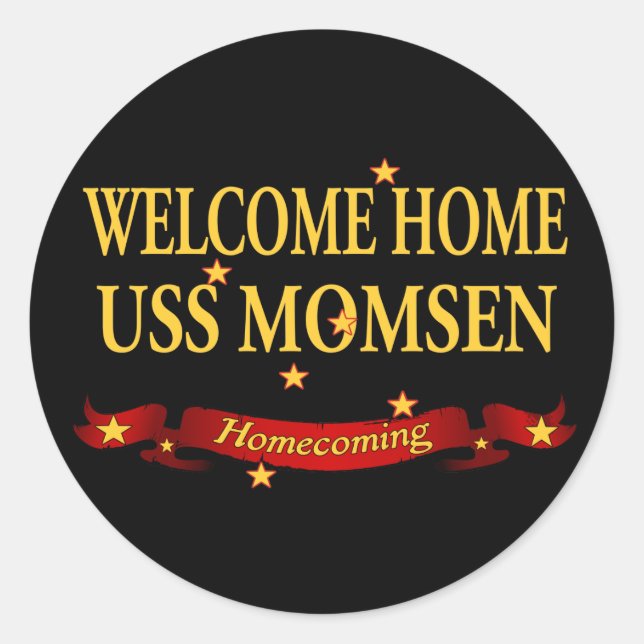Welcome Zuhause USS Momsen Runder Aufkleber (Vorderseite)