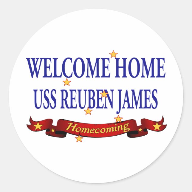 Welcome Zuhause USS Reuben James Runder Aufkleber (Vorderseite)