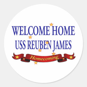 Welcome Zuhause USS Reuben James Runder Aufkleber