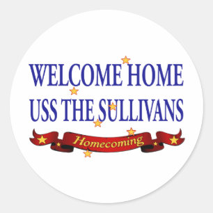 Welcome Zuhause USS The Sullivans Runder Aufkleber