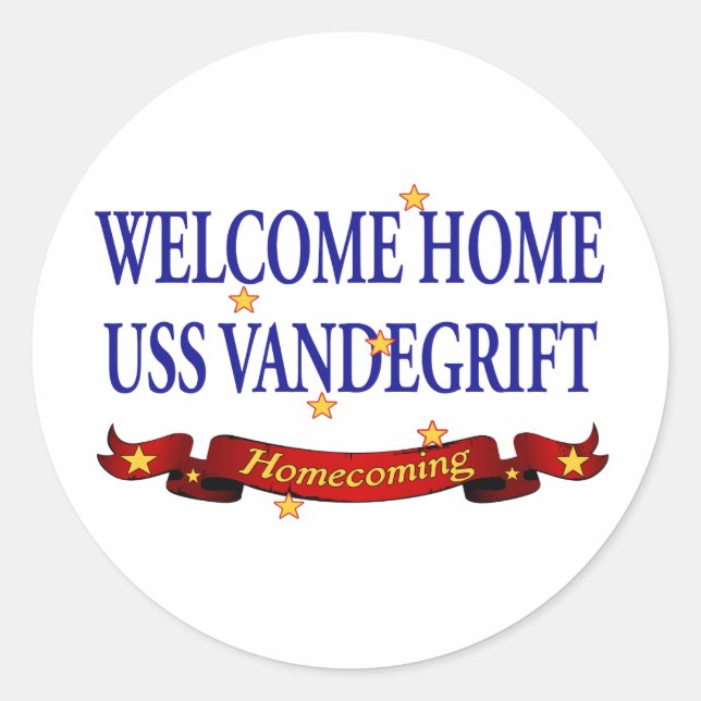 Welcome Zuhause USS Vandegrift Runder Aufkleber (Vorderseite)