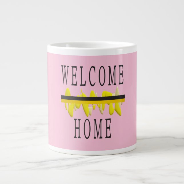 WELCOME ZUHAUSE WORTEN UND PATTERN ART Jumbo-Tasse (Vorderseite)
