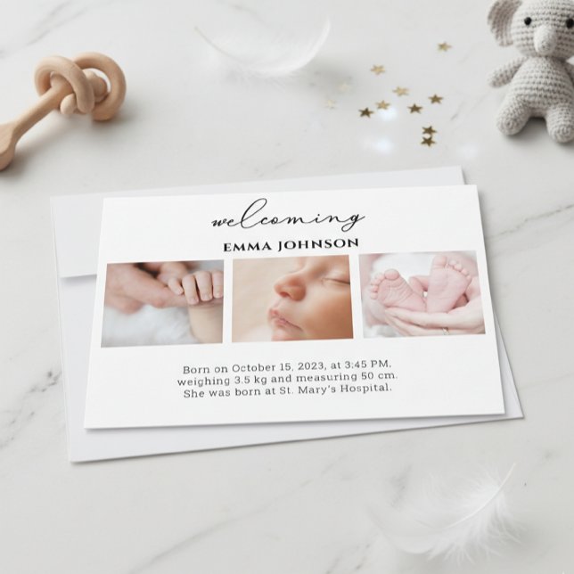 Welcoming Photo Birth Announcement Card Einladung (Von Creator hochgeladen)
