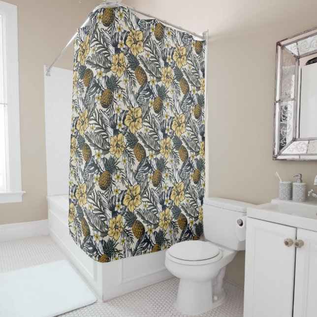 Welcoming Pineapple And Hibiscus  Shower Curtain Duschvorhang (Beispiel)