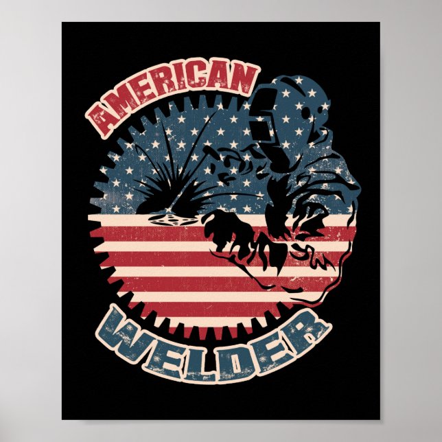 Welder American Flag USA Patriotic Welder Gift Poster (Vorne)