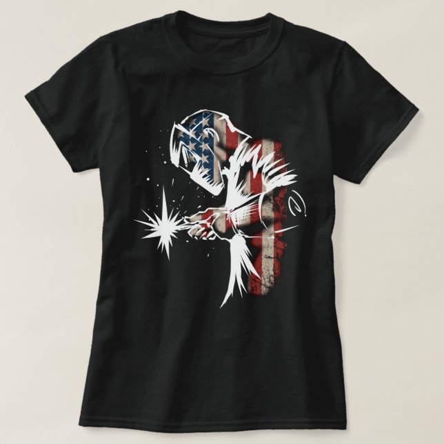 Welder American Flag USA Patriotic Welder Gift pri T-Shirt (Design vorne)