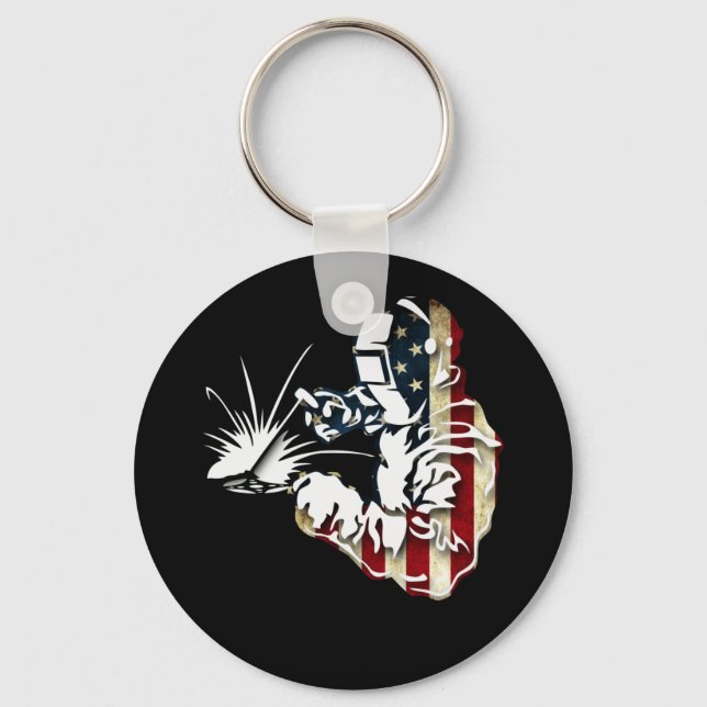 Welder American Flag USA Patriotic Welder Gift Schlüsselanhänger (Vorderseite)