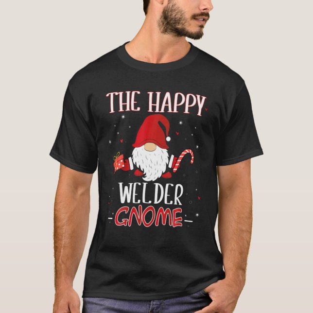 Welder Christmas Gnome Anzug Matching Family T-Shirt (Vorderseite)