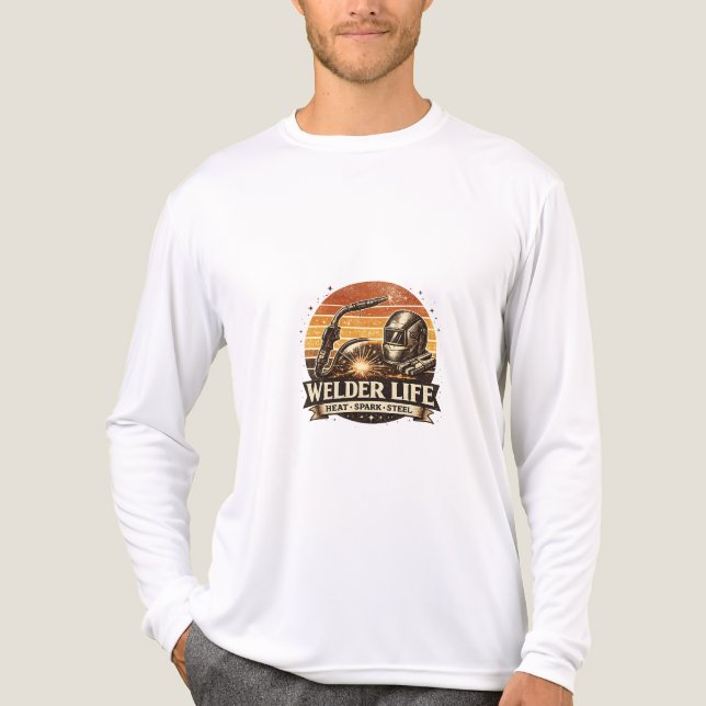 Welder Life Retro Sunset Bold Vintage Art Tee (Vorderseite)