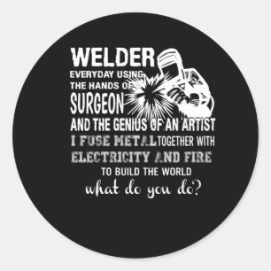 Welder mit Handchirurgen Genius Artist Runder Aufkleber