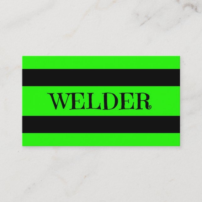 Welder Neon Green Business Card Visitenkarte (Vorderseite)