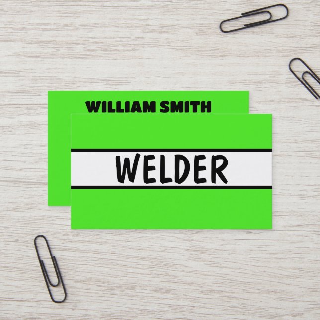 Welder Neon Green Visitenkarte (Vorderseite/Rückseite Beispiel)