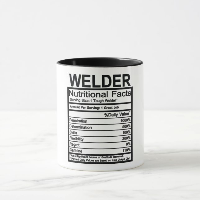 Welder Nutritional Facts Tasse (Zentrum)