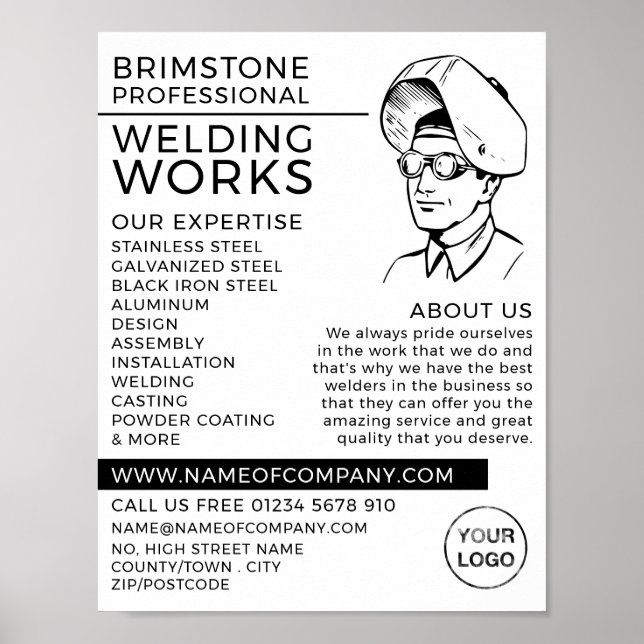 Welder Portrait Sketch, Metallarbeiter, Welder Poster (Vorne)