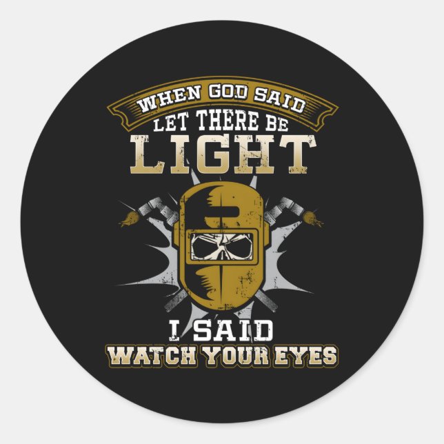 Welder Skull Welding Beobachten Sie Ihre Augen Runder Aufkleber (Vorderseite)