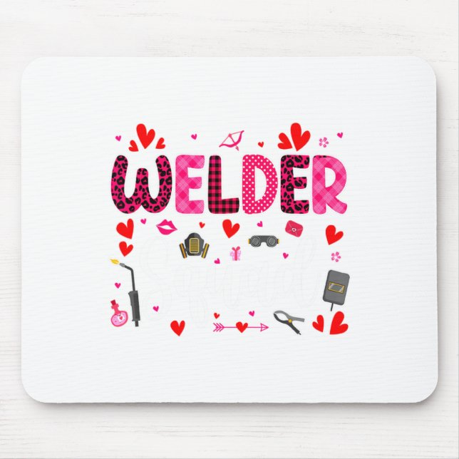 Welder Squad Cute Tools Hearts Costume Valentines  Mousepad (Vorne)