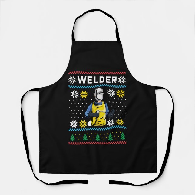 Welder Strick Ugly Christmas Sweater Geschenk Schürze (Vorderseite)