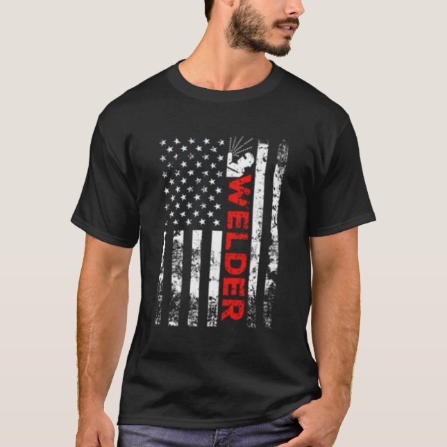 Welder US sa American Flag Welding T-Shirt (Vorderseite)