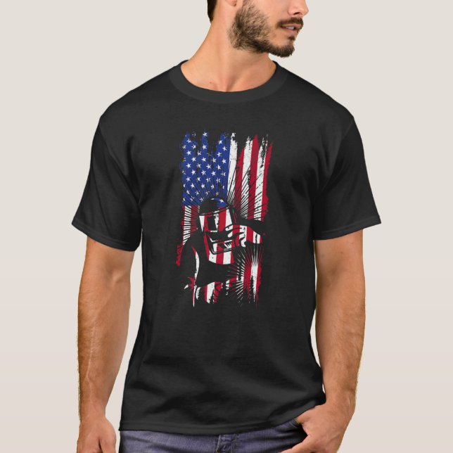 Welder USA Flag Craftsperson Flame Metalsmith Fabr T-Shirt (Vorderseite)
