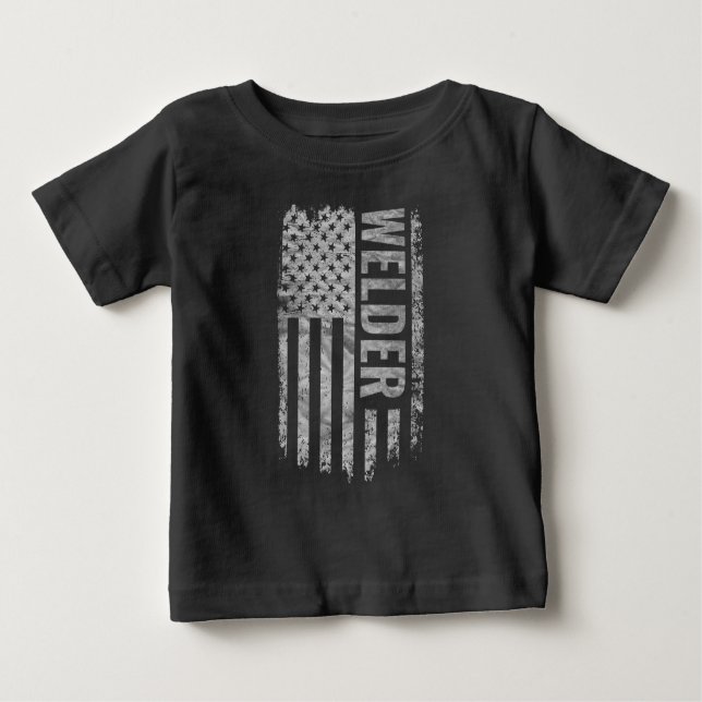 Welder USA Flag Distressed design Baby T-shirt (Vorderseite)